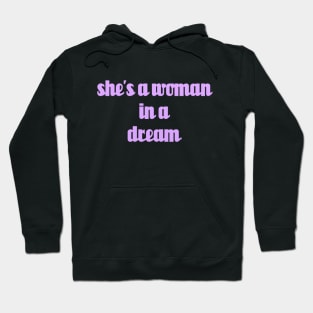 shes a woman in a dream // Purple Text Hoodie